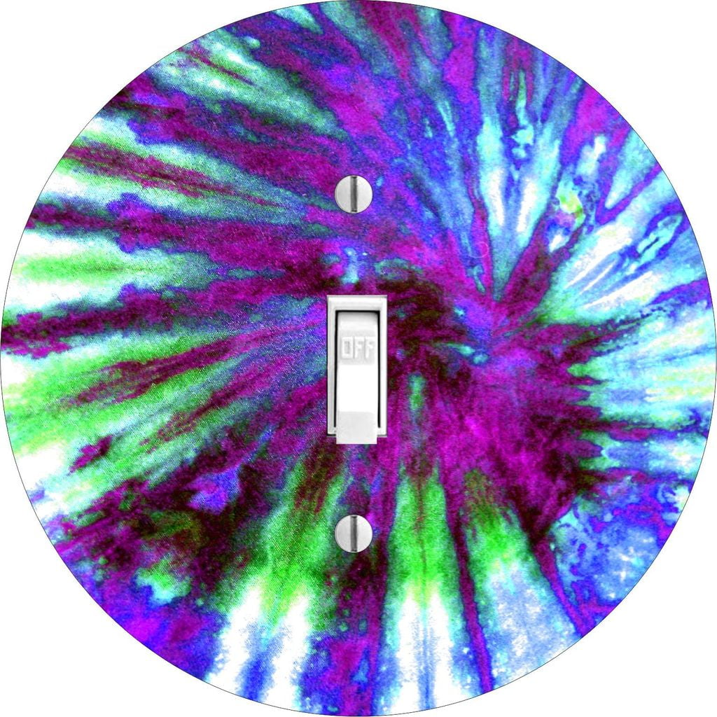 Purple Toned Tie Dye Round Hardboard Light Switch Cover for Single