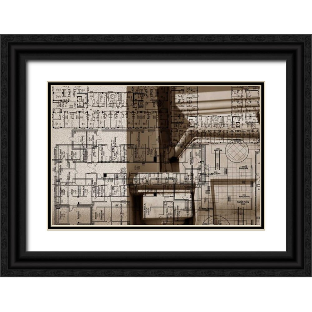 Jasper Sisa 24x17 Black Ornate Wood Framed with Double Matting Museum Art Print Titled - Architecture Drawing IV