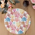 thumbnail image 3 of Coastal Coral Round 15 Inch Placemats Set of 6, Summer Ocean Marine Coral Starfish Watercolor HeatResistant Non Slip Place Mats for Dining Table, Wipeable Braided Kitchen Table Mats for Housewarming, 3 of 9