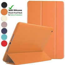 DuraSafe Cases iPad Air 2 Air 1 9.7 Inch 5 6 Gen [ 5th 6th Air 2nd 1st Gen ] A1567 A1566 MGLW2LL/A MGL12LL/A MH0W2LL/A MGKM2LL/A Smart TriFold Lightweight Soft Silicone TPU Back Case - Orange