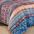 thumbnail image 6 of Chezmoi Collection Shore 3-Piece Boho Stripe Queen Comforter Set, Medallion Floral Colorful Bohemian Printed Microfiber Lightweight Bedding Set, 6 of 8