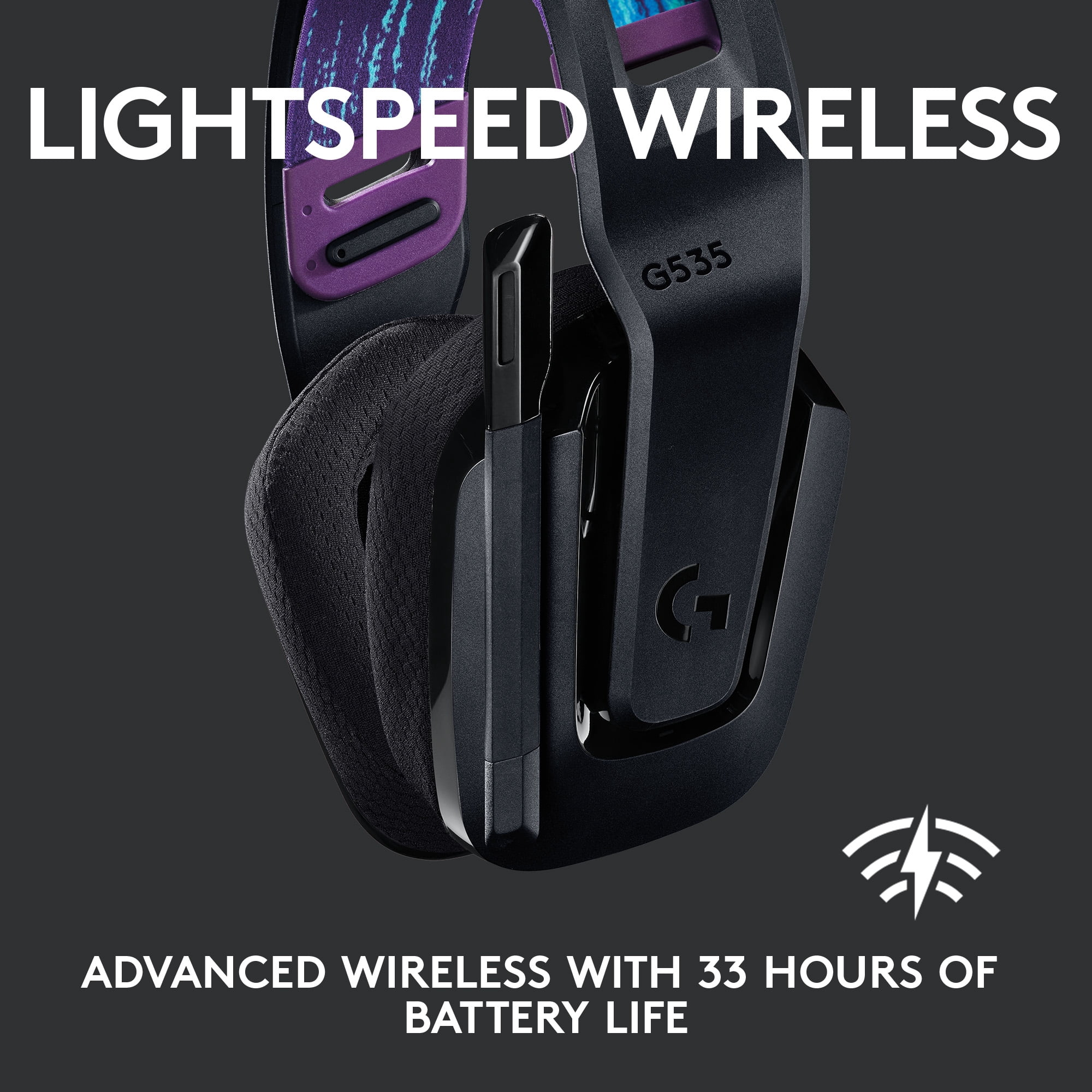 Logitech G535 LIGHTSPEED Wireless Gaming Headset - Lightweight on-ear headphones, compatible with PC, PS4, PS5, Black