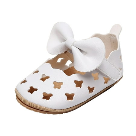 

kpoplk Toddler Shoes Girl Shoes Hollow Out Bowknot Toddler Shoes First For 018M Walkers Princess Toddler Girl Sandals(White)