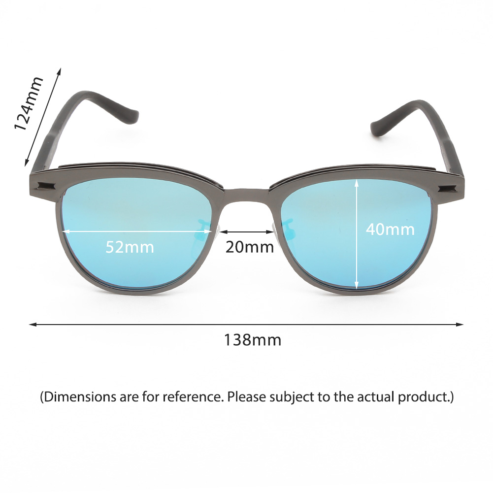 100% UV Protection Semi-Rimless Polarized Sunglasses for Anti Glare Reflection, Matte Gray Frame Blue Lens - image 5 of 8