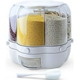 thumbnail image 1 of Amdohai Grain Dispenser, 11 Qt Rotating Storage Container, 6-Compartment Dry Food Dispenser with Measuring Cup for Kitchen Small Grains, Beans, Rice (11Qt), 1 of 8