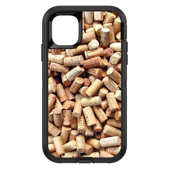 DistinctInk OtterBox Defender Custom Case for Apple iPhone 15 (6.1" Screen) - Printed Cork Image - Slim Profile Design