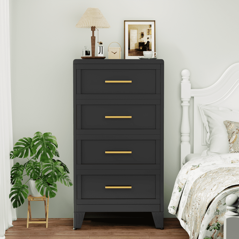 Erosoei Modern Metal Nightstand 4 Drawer Dresser for Bedroom
