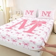 thumbnail image 3 of Homewish Personalized Initial Letter M 4-Piece Full Size Sheets for Kids Children Girls,Love Heart Print Bed Sheets,Dreamy Princess Bow Lightweight Sheet Sets,Luxury Bedroom Decor, 3 of 7