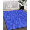 thumbnail image 3 of Ahgly Tapis Rond Lavable en Machine Intérieur Ruban Bleu Transitionnel, 5 Pieds Rond, 3 of 7