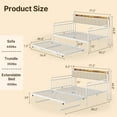 thumbnail image 5 of Lofka Full Size Daybed with Trundle and Upholstered Storage Headboard, Pop Up Sofa Bed with Charging Station for Living Room|Apartment|Bedroom, White, 5 of 11
