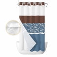 thumbnail image 2 of Blue Brown Flowers No Hook Shower Curtain Waterproof, Bathroom Curtains with Snap in Liners and See Through Top Window, Classic Botanical Art Elegant Hotel Style Bathtub Curtains Shower 36"Wx78"L, 2 of 8