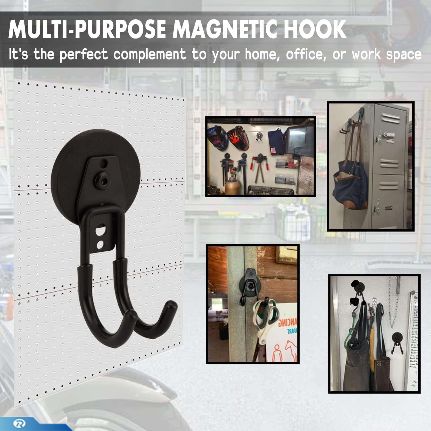 RGHJAR-2 Pcs Magnetic Hook Heavy Duty, Strong Magnet Hooks for Garage Tools Hose Rope Electric Drill