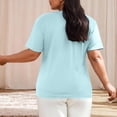 thumbnail image 4 of Tops de Color Sólido para las Mujeres, Manga Corta Cuello Redondo Suéter Blusa de Moda para el Hogar Y el Uso Diario, 4 of 9