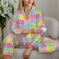 thumbnail image 6 of Pajama Sets for Women 2 Pcs, doodle colorful abstract pattern Button Down Long Sleeve Sleepwear Lounge PJ Sets, 6 of 6