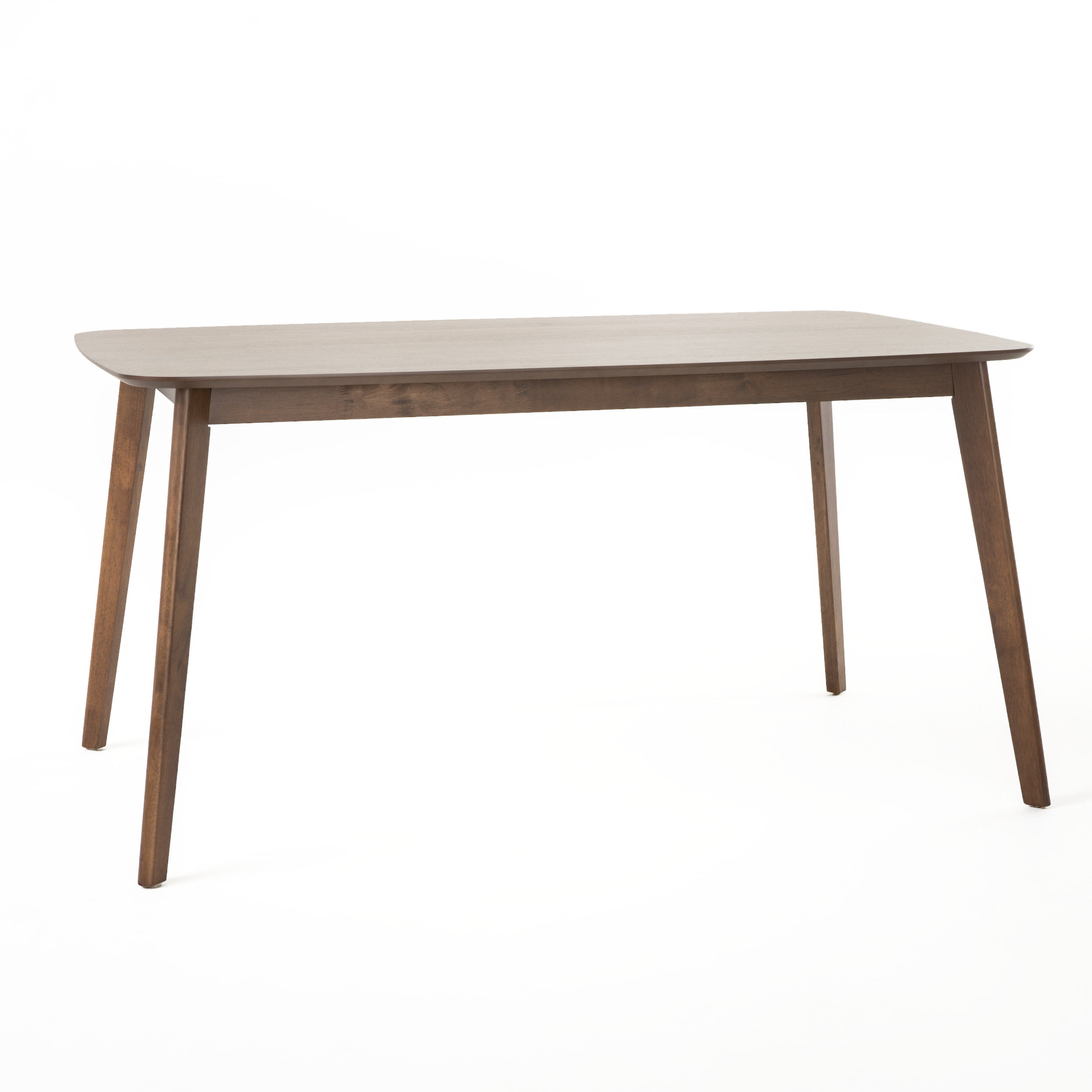Noble House Lucca Mid Century Natural Walnut Wood Light Beige 5-Piece Dining Set