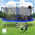 thumbnail image 2 of KOFUN 1200LBS 16 FT Trampoline with Soccer Goal, 4 Anchors Kit, Light, Enclosure Net, Basketball Hoop, Ladder, Trampoline for Kids Adults, Heavy Duty Outdoor Recreational Trampolines, 2 of 6