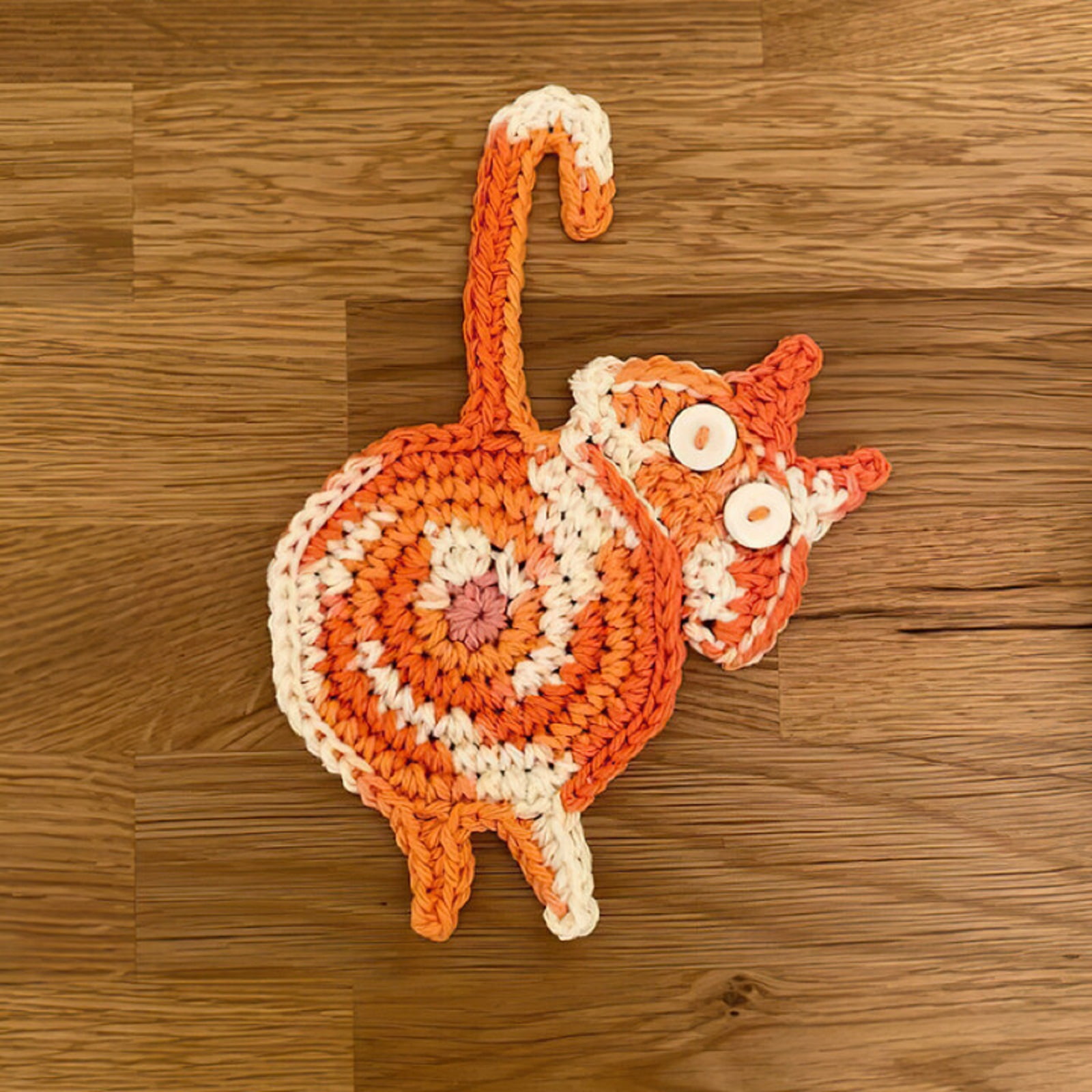 Handmade Crochet Orange Coaster!
