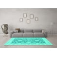 thumbnail image 3 of Ahgly Company Machine Washable Indoor Square Oriental Turquoise Blue Traditional Area Rugs, 5' Square, 3 of 4