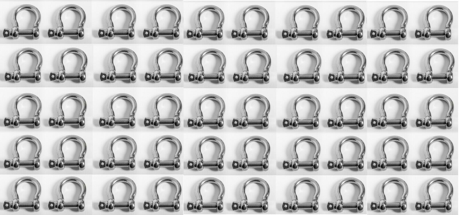 100x 5mm 3/16" Marine Bow Shackle Clevis DRing 316 Stainless Steel Boat Rigging 