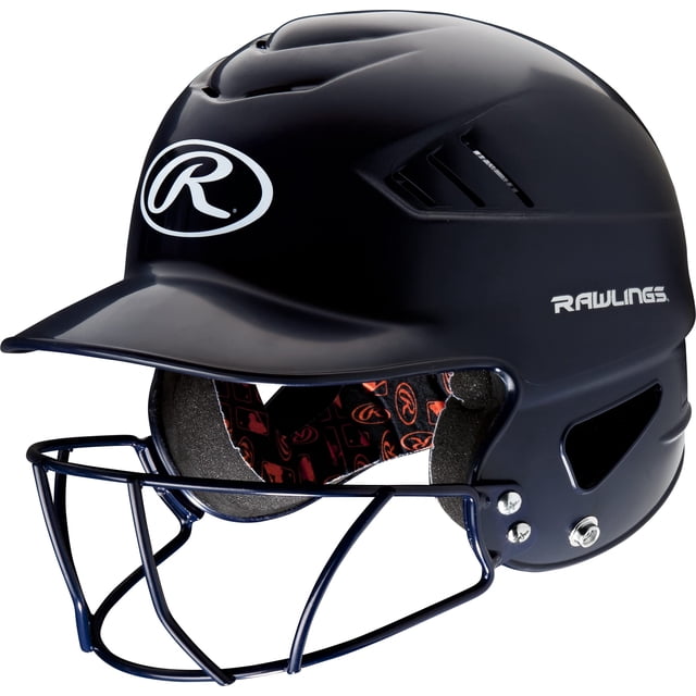 Casco de bateo Rawlings COOLFLO Navy 6.5-7.5 con máscara facial