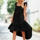 thumbnail image 3 of Vestido Largo Con Volantes Vestido casual de mujer Vestido de verano de algodón de corte bajo Vacaciones de vacaciones (Negro M) Ygjytge para Mujer Negro T L, 3 of 7