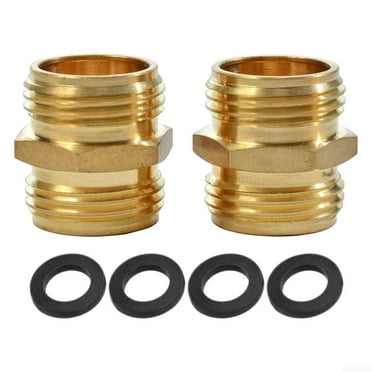Brass Garden Hose Adapter Male To Male Quick Connector 2 Pack 3/4 Inch