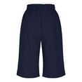 thumbnail image 4 of BiZtdJrK Women's Running Shorts Knee Length High Waist Athletic Shorts Drawstring Loose Lightweight Sport Shorts with Pockets Birthday Gift Navy XL, 4 of 10