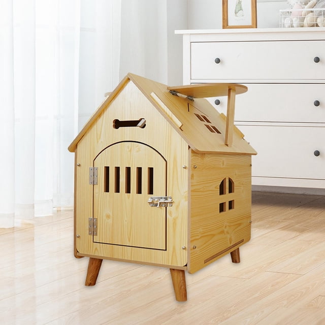 Casa de madera para mascotas, nido para dormir, refugio de madera para pies altos, con techo, escondite para s para hámster, perros pequeños y 57cmx44cmx57cm
