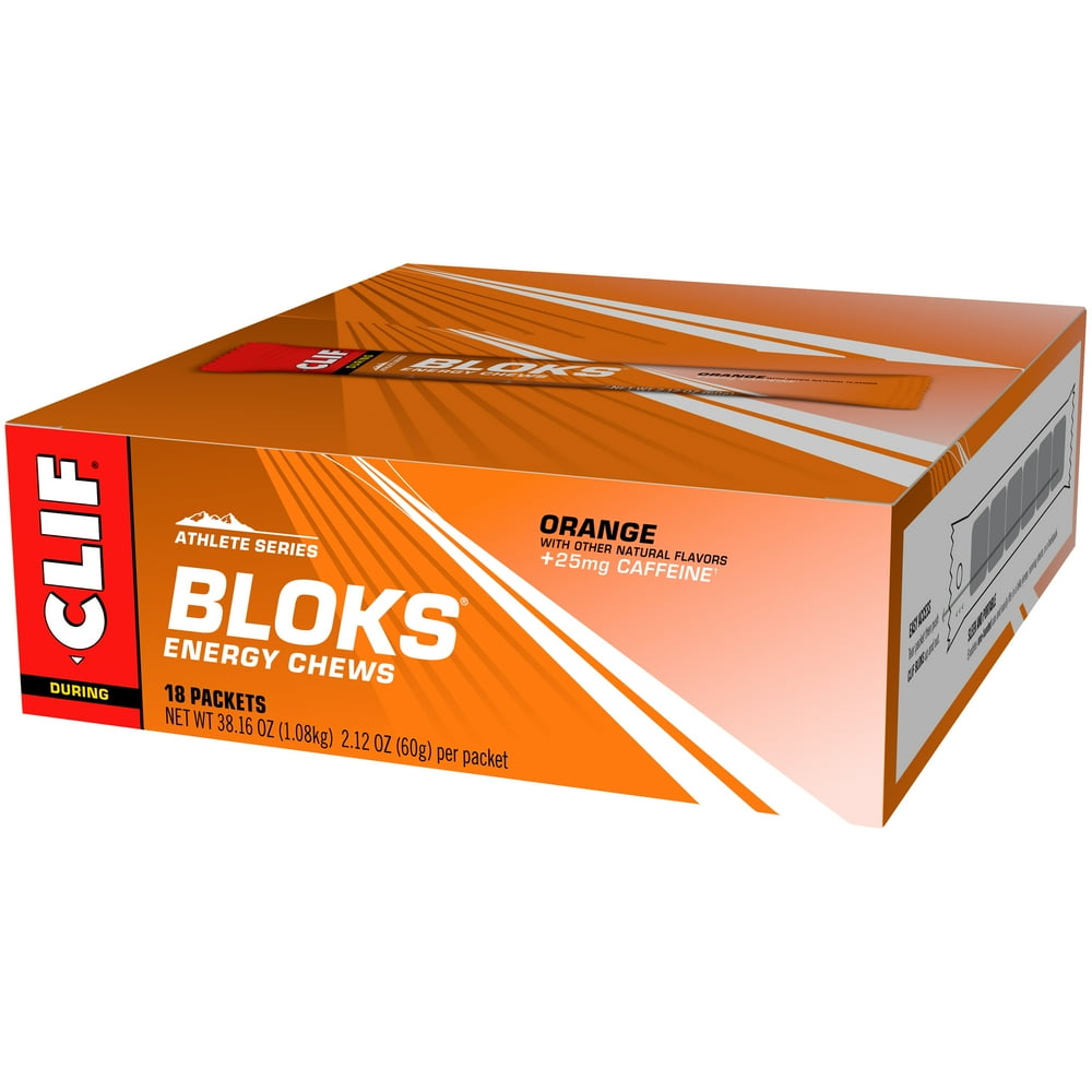CLIF BLOKS Energy Chews Orange Flavor 2.12 Ounce Packets 18