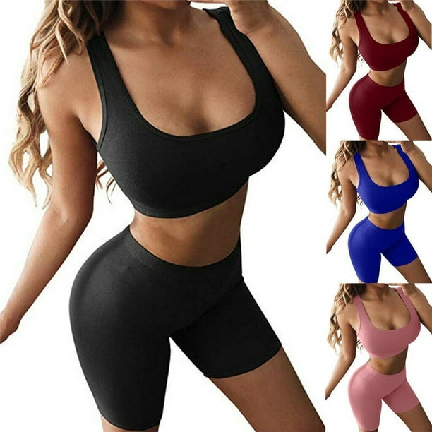 Summer Basic Solid Jumpsuit ladie Crop Top Skinny Shorts Women Fitness  Bodycon Bodysuit Sports Casual Ropa