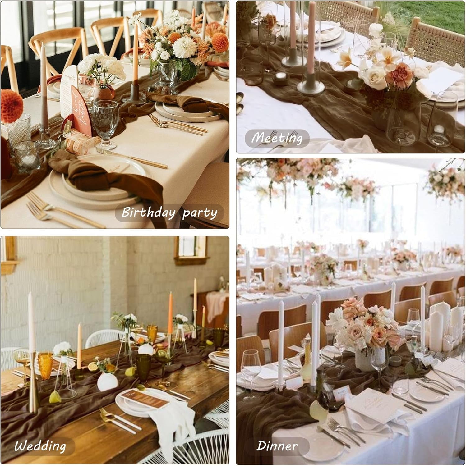 Wehilion 12PCS Cheesecloth Table Runner Boho Gauze Table Runner Cheese Cloth Long Table Runner Rustic Table Runner for Wedding Bridal Shower Birthday Party Table Decor