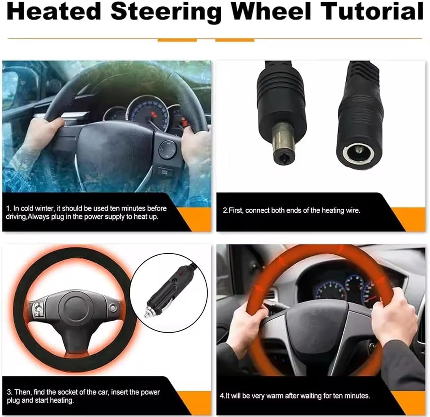 Heated Steering Wheel Cover, 38 CM Vehicle Hand Warming Steering Wheel Protector, Quick Heating Automatic Temperature Control for Vehicles Trucks Vans SUVs