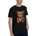 thumbnail image 4 of Men Vintage Steampunk Gear Butterfly Teddy Bear Graphic Crew Neck T-Shirt, Retro Machinery Plush Bear Poly Cotton Casual Short Sleeve Tee, 4 of 8