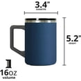 thumbnail image 3 of Elemental Summit Insulated Coffee Mug with Lid & Handle, Lightweight Camp Mug, Triple Wall Stainless Steel Vacuum Insulated Mug, Hot and Cold Thermal Coffee Tumbler, 16oz - Navy Blue, 3 of 10