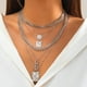 thumbnail image 3 of Collar con colgante geométrico de cadena de metal apilada con personalidad de Europa y Estados Unidos, con patrón de piel de serpiente dulce y fresco, collar para mujer, 3 of 6