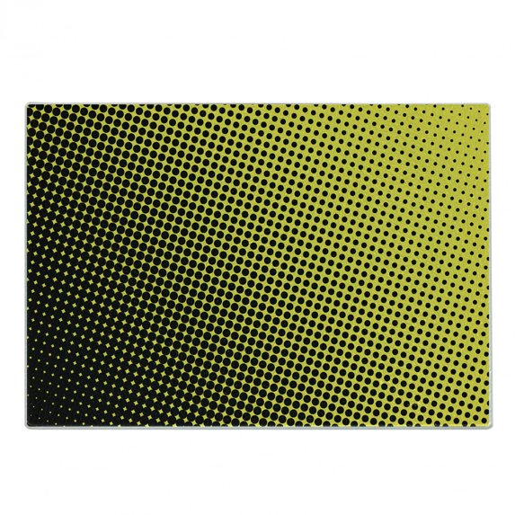 Yellow Cutting Board, Ombre Pattern Background Dots from Big to Small Art Geometric Arrangement, Decorative Tempered Glass Cutting and Serving Board, Small Size, Yellow and Black, by Ambesonne