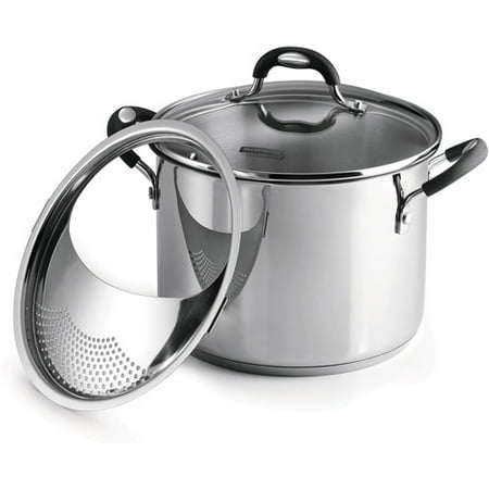 Tramontina Lock-N-Drain Stainless Steel 6 Quart Covered Stock Pot, 3 (Best Duty Potjie Pot 3)