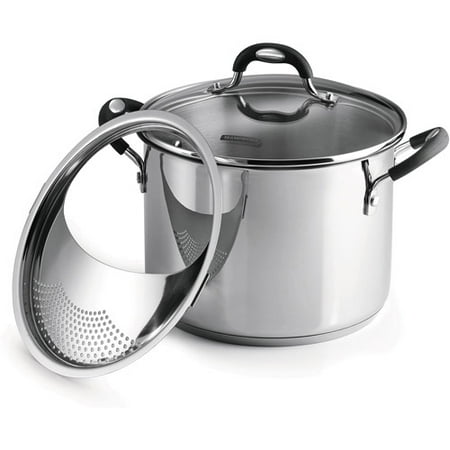 Tramontina Lock-N-Drain Stainless Steel 6 Quart Covered Stock Pot, 3