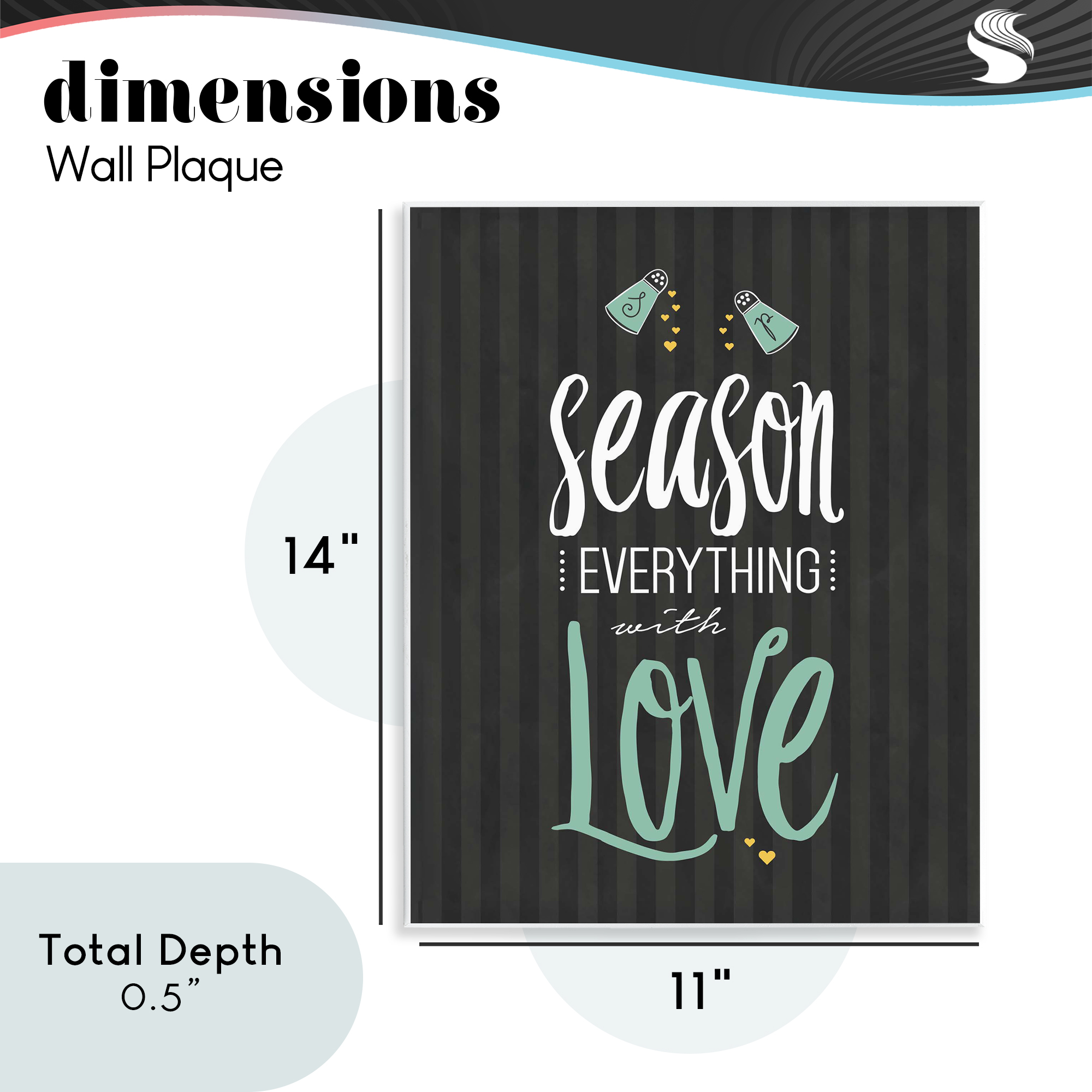 Season With Love Black & Green Wall Plaque Art, design by Lettered and Lined