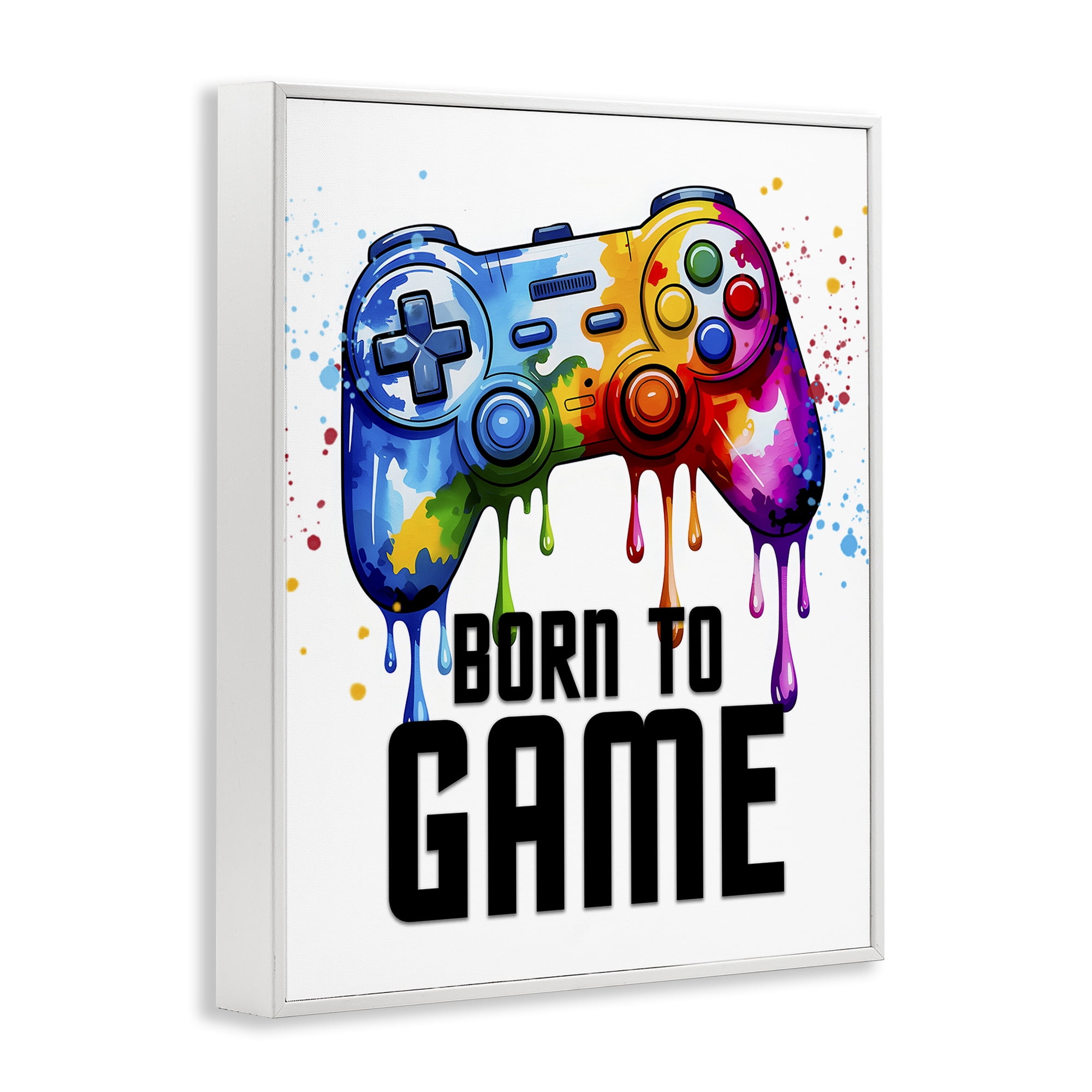 Stupell Industries Born To Game Splash White Framed Giclee Art, design by Kim Allen