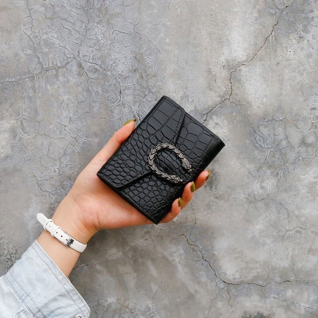Cartera corta sencilla con estampado de cocodrilo para mujer, cartera de mano para mujer, monedero, tarjetero pequeño
