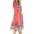 thumbnail image 4 of Sakkas Kristy Long Tall Lightweight Caftan Dress / Cover Up With V-Neck Jewels - Red / Blue - One Size, 4 of 5