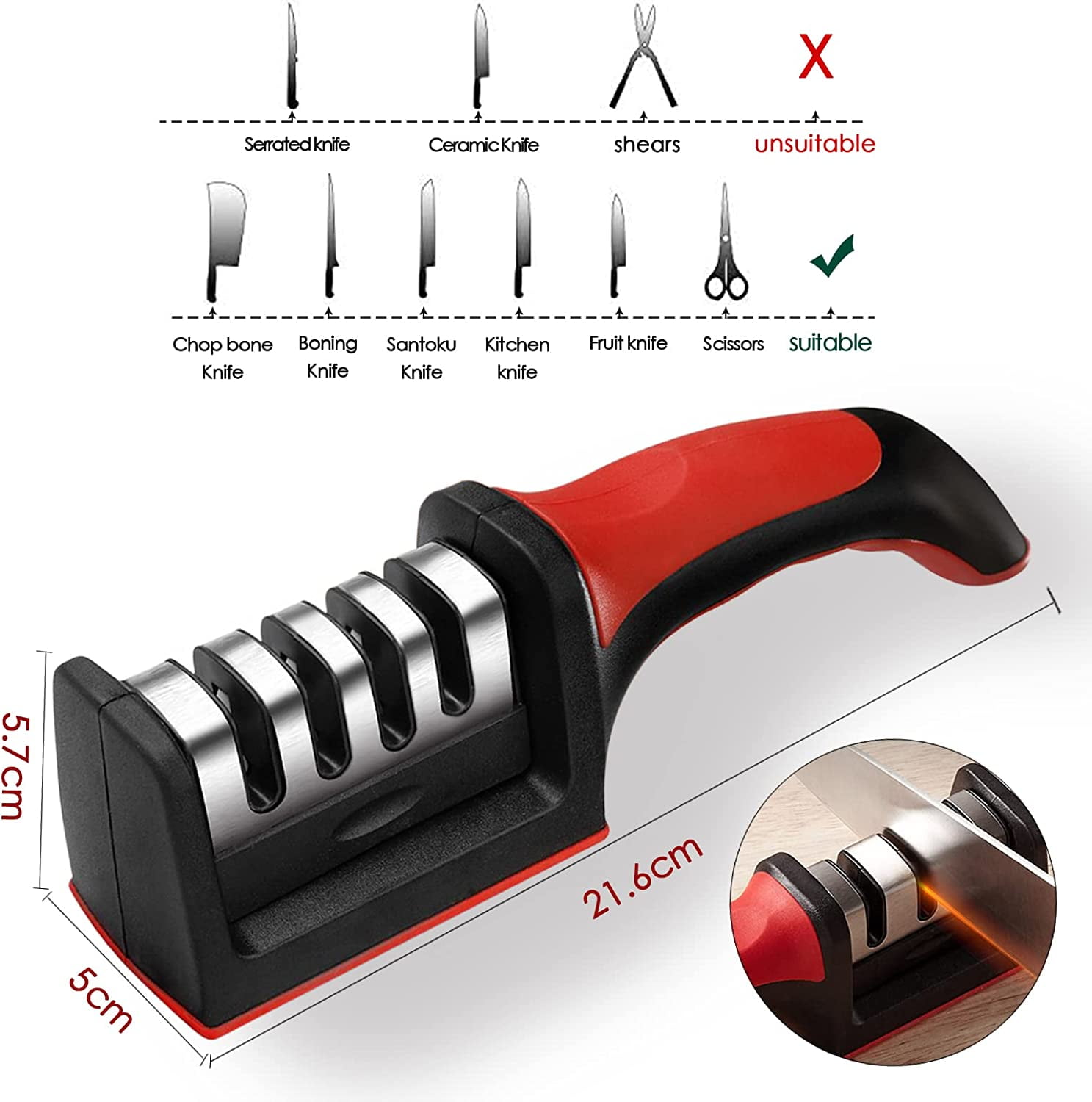  Mueller 4-in-1, 4-Stage Best Knife Sharpener for Hunting, Heavy  Duty Diamond Blade Really Works for Ceramic, Steel Knives and Scissors:  Home & Kitchen