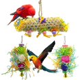 thumbnail image 1 of Paquete de 3 juguetes para masticar pájaros, trituradora de forraje, juguete, trituradora de jaula para loros, juguete para pájaros, lufa, juguete colgante para cacatúa, conure, loro gris african, 1 of 5