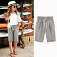 thumbnail image 2 of Kaprioy Running Shorts for Girls Girls Bermuda Shorts Knee Length Straight Leg Shorts Loose Casual Solid Drawstring Elastic Waist Short Pants Bermuda Shorts Kids, 2 of 6