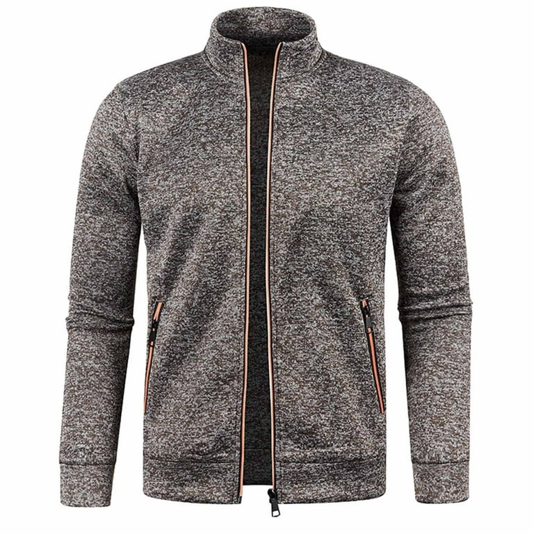YYDGH Men's Lightweight Full Zip Soft Fleece Jacket Outdoor Recreation Coat  With Zipper Pockets(Coffee,3XL) 