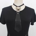 thumbnail image 4 of CSChome Imitation Leather Tie Faux Leather Necktie - Metal Buckle Pearl Flower Design Adjustable Japanese Punk Style, 4 of 7