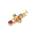 thumbnail image 2 of 10 pc Rack Plating Brass Cubic Zirconia Pendants Lead Free Cadmium Free Long-Lasting Plated Cross Real 18K golden Plated 16.5x9x3mm Hole: 2.5x4mm, 2 of 3