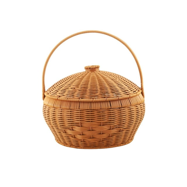 Cesta de picnic Cesta de picnic Cesta de compras Organizador Cesta de reunión Cesta tejida Cesta de mimbre de imitación para acampar Cocina de casa
