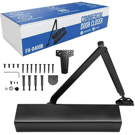 

Commercial Door Closer FS-8400B Heavy Duty Adjustable Grade 1 Standard Automatic Door Closing Hinge - ADA Compliant UL & CUL UL10C Listed - Aluminium Finish - High Traffic (Black)